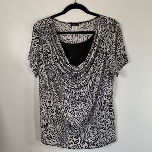 Ashley J Animal Print Stretch Lightweight Women’s Size 1X Made in USA Blouse Top